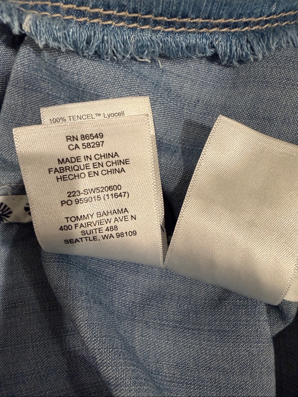 Tommy Bahama Chambray O'Lei Cropped Denim Jacket Women's XL 100% TENCEL™ Lyocell - Picture 7 of 7